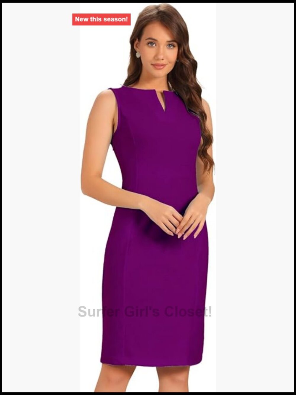Sleeveless Sheath Dress V-Neck Pencil Dress Business Work Stretch Knit